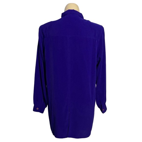Yves St Clair 2 VTG Button Down Shirt Washable 16W Bold Violet Blue Long Full Sl - Picture 4 of 8